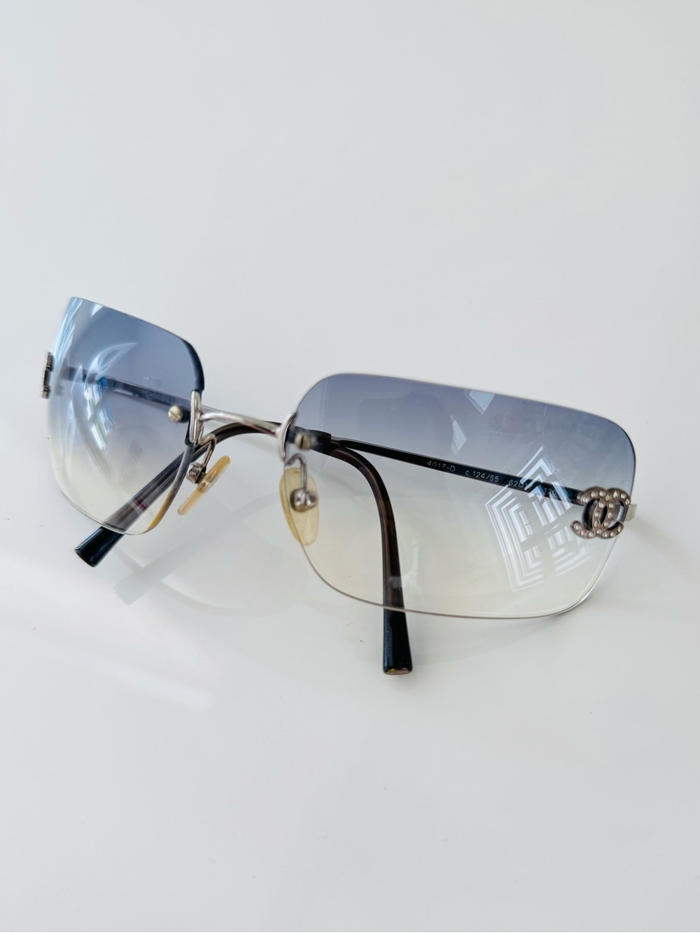 Extremely RARE 🦋 Authentic Chanel light blue rimless CC  sunglasses✨